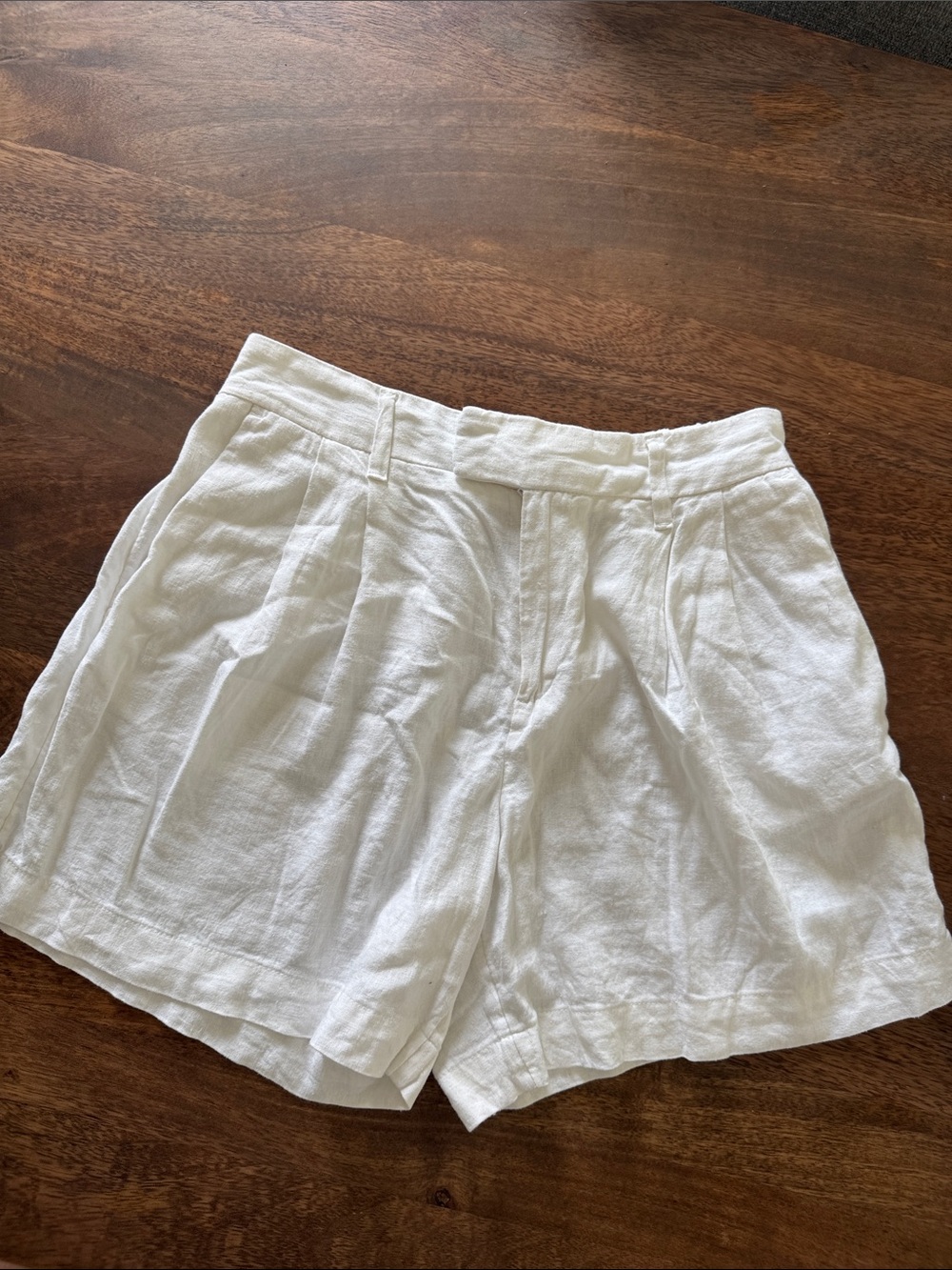 a new day White Linen-Blend Pleated Women's Shorts